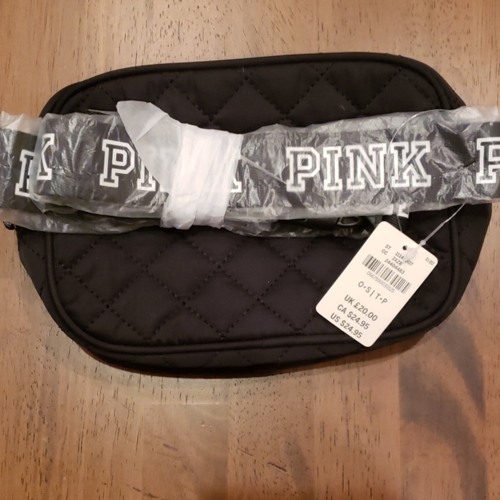 Pink fanny pack in black